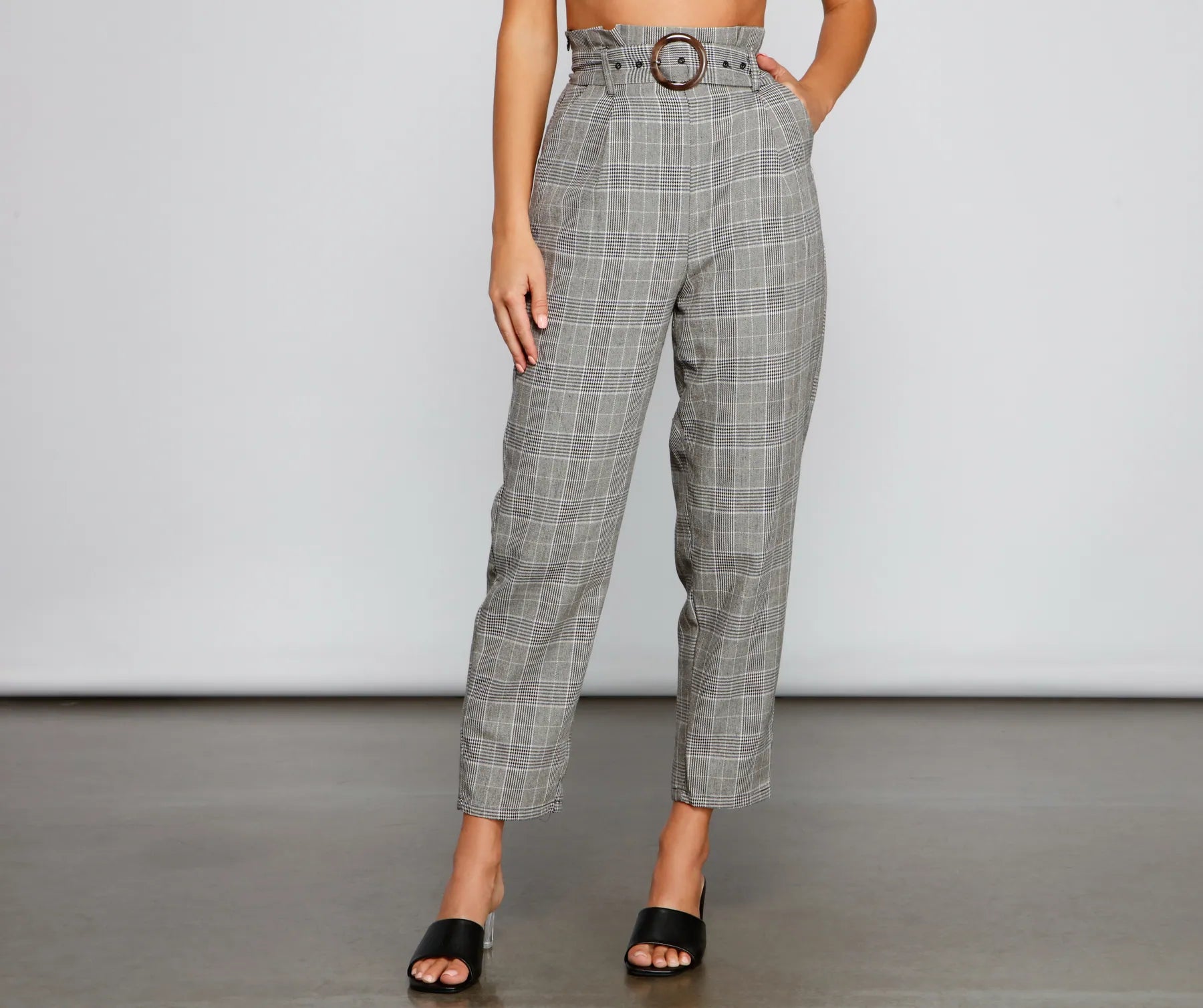 Value Deals Chic Stunner High Waist Plaid Pants