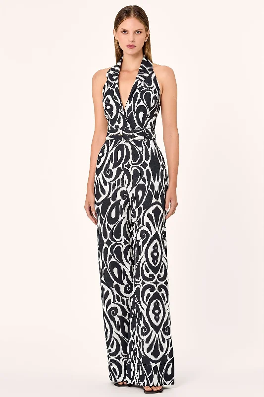 Huge Savings STEPHANIA JUMPSUIT - BLACK INEZ PRINT
