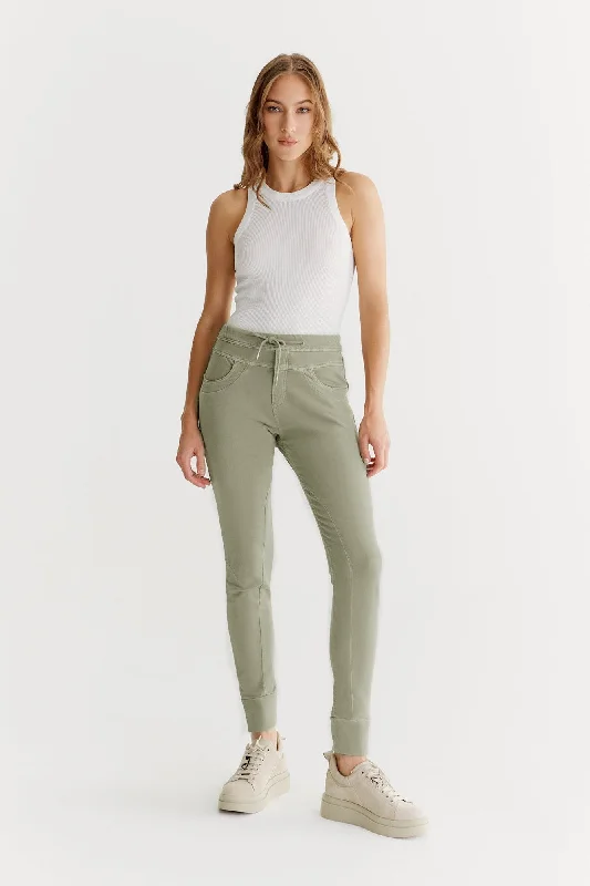 Mega Sale Mila Mid Waist Jogger 5 Pocket Ankle Pants Sage