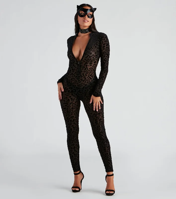 Price Drop Sexy Leopard Mesh Catsuit