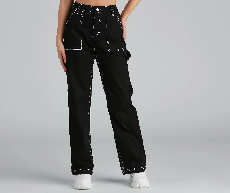Weekend Discounts You Deserve Off Duty Carpenter Wide-Leg Denim Pants