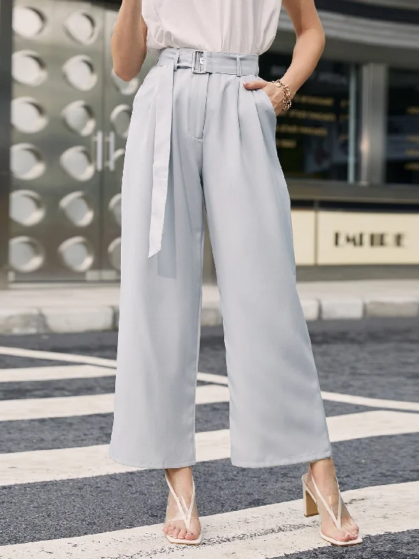Buy More, Save More Elegant Plain Pocket High Waist Long Women Pants