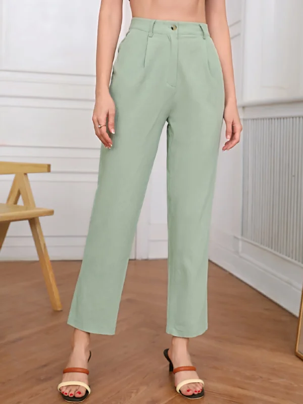 Value Deals Elegant Plain High Waist Cropped Women Pants