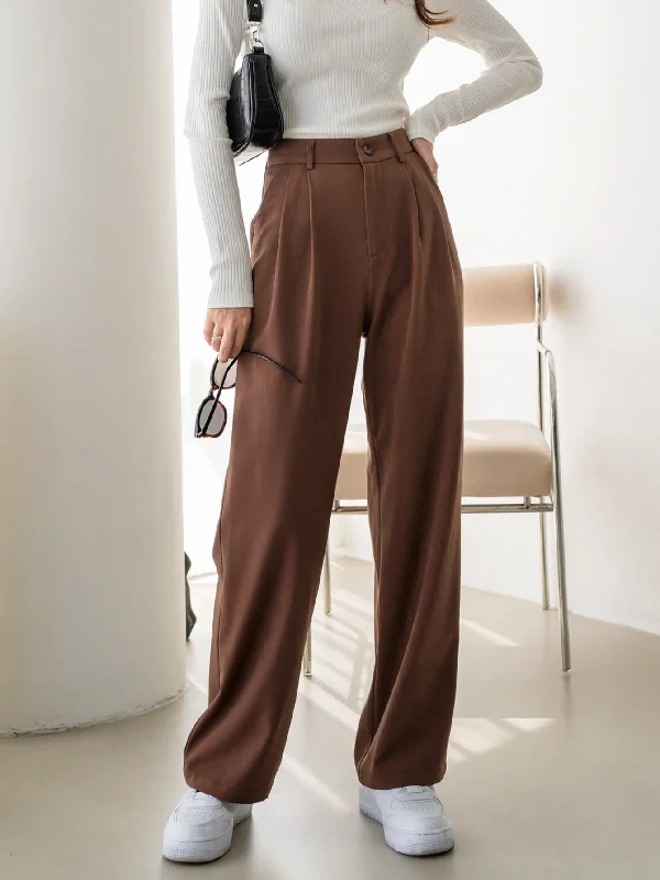 Exclusive Savings Casual Plain Pocket High Waist Long Women Pants