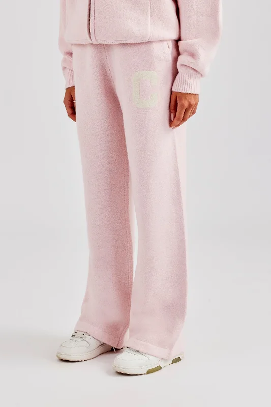 Weekend Offers That Sizzle Knitted Wide Leg Jogger - Baby Pink