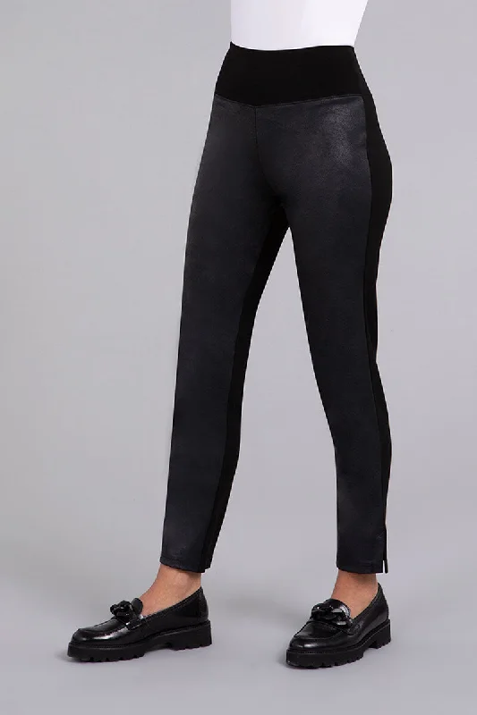 Big Savings Mix Narrow Pant Midi with Faux Leather | Black