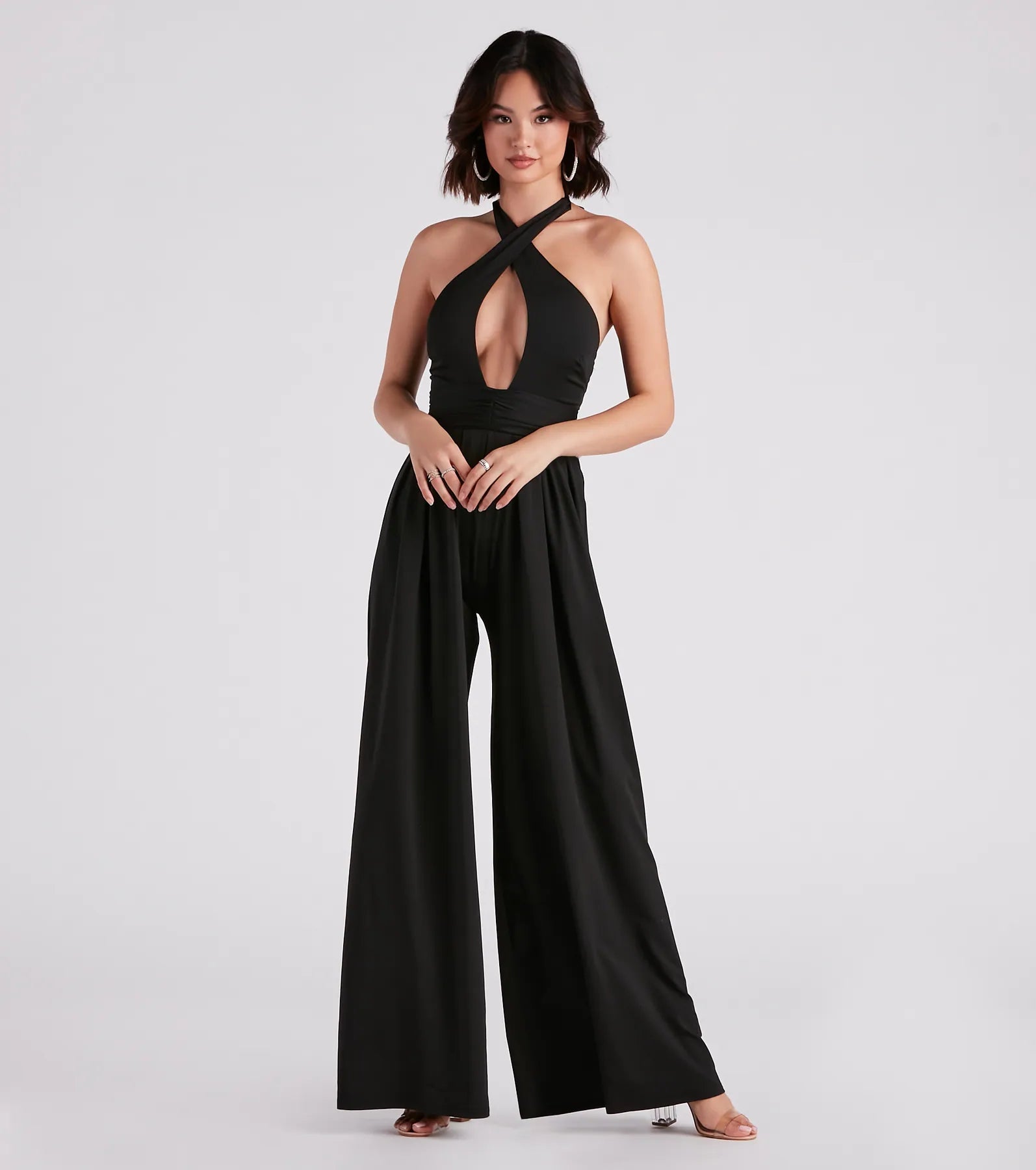 Weekend Extravaganza: Shop Now Cutie Crossing Halter Wide-Leg Jumpsuit