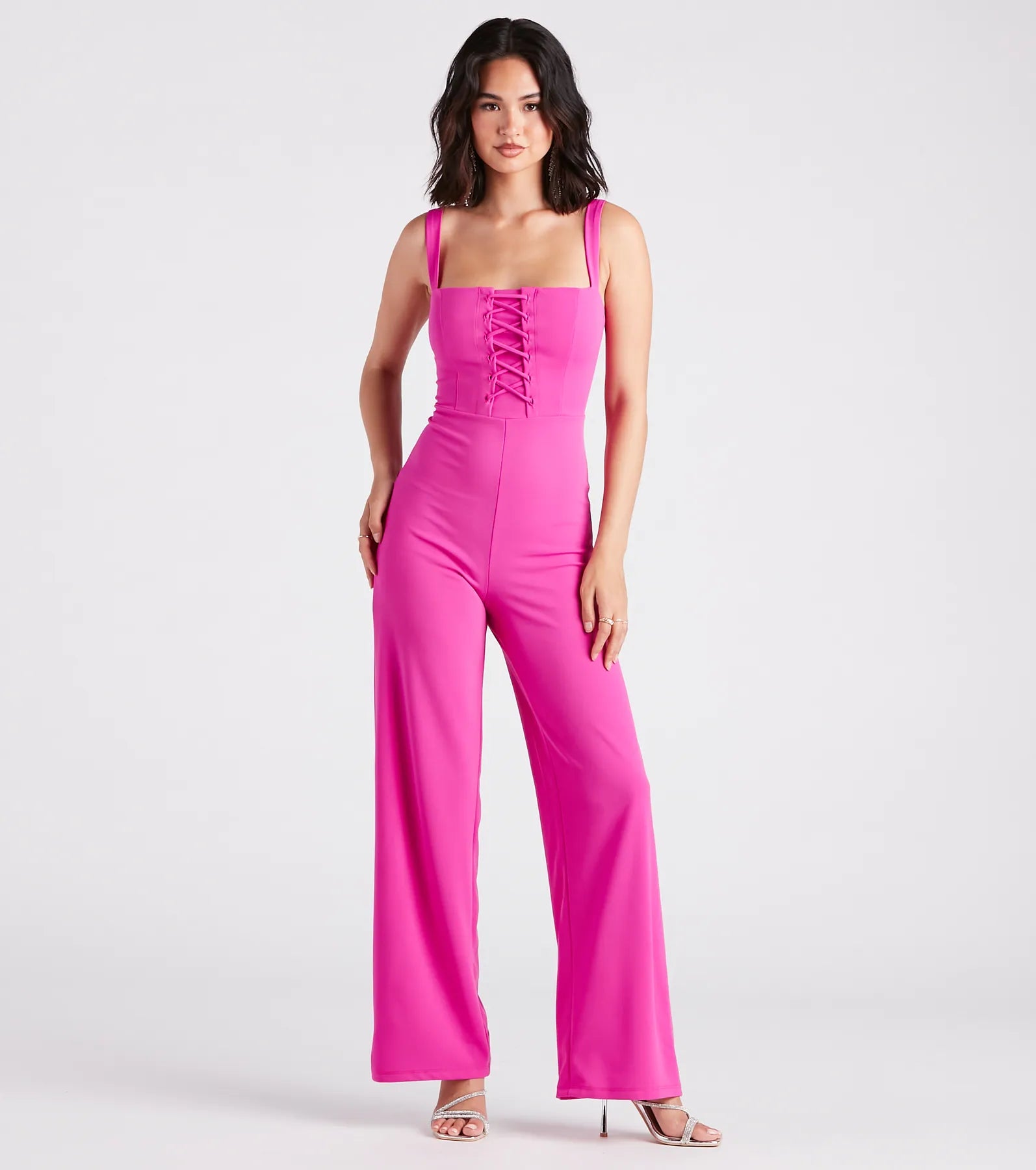 Don't Miss Laced Up In Chic Style Sleeveless Jumpsuit