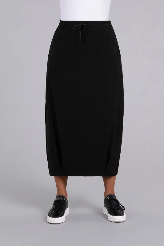 Great Bargain Bamboo Fleece Pleat Hem Skirt | Black