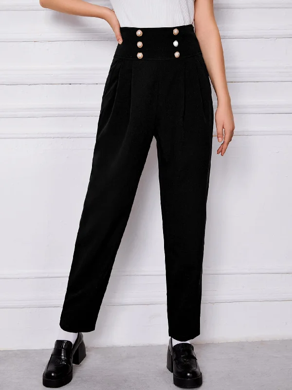 Discount Extravaganza Elegant Plain Zipper High Waist Long Women Pants