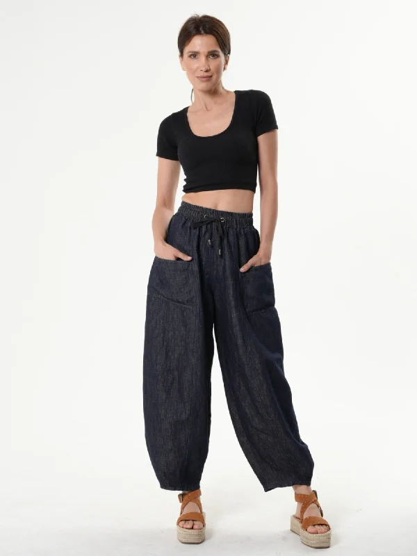 Weekend Discounts to Grab Casual Denim Pants With Linen