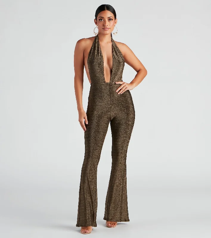 Exclusive Offers Enticing Love Glitter Halter Jumpsuit
