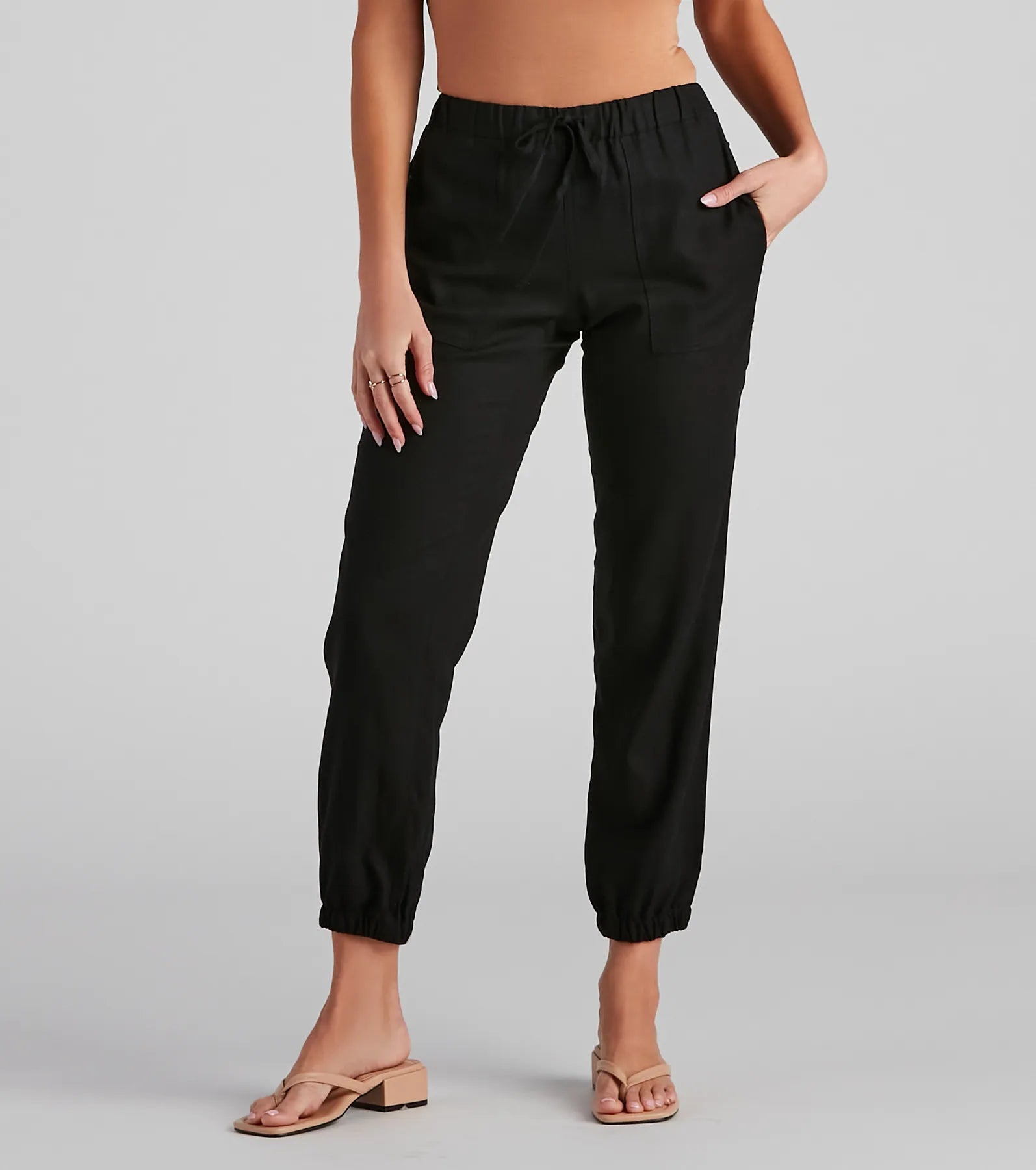 Exclusive Offers Seashore Stroll Drawstring Linen Joggers