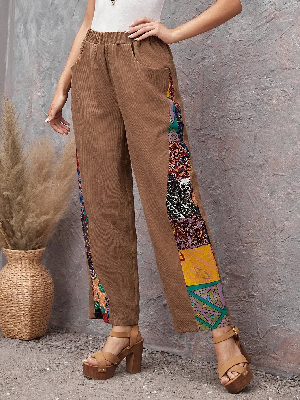 Weekend Savings Delight Boho Paisley Pocket High Waist Long Women Pants
