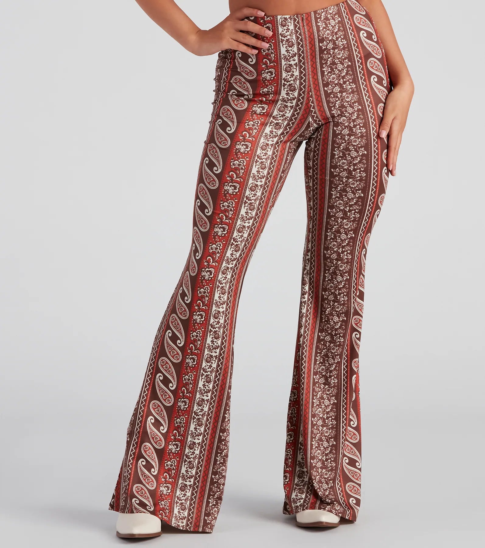 Markdowns Cool Vibes Border Print Flare Pants