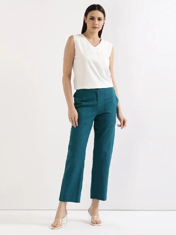 Overstock Clearance Turquoise Airy Linen Pants