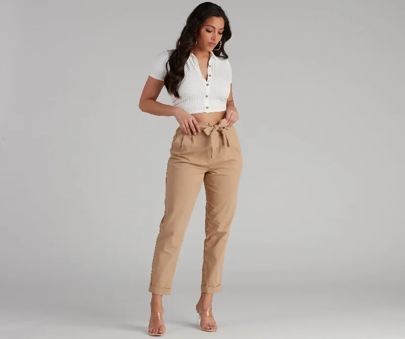 Weekend Bargains to Grab Trendy And Tapered High Waist Paperbag Pants