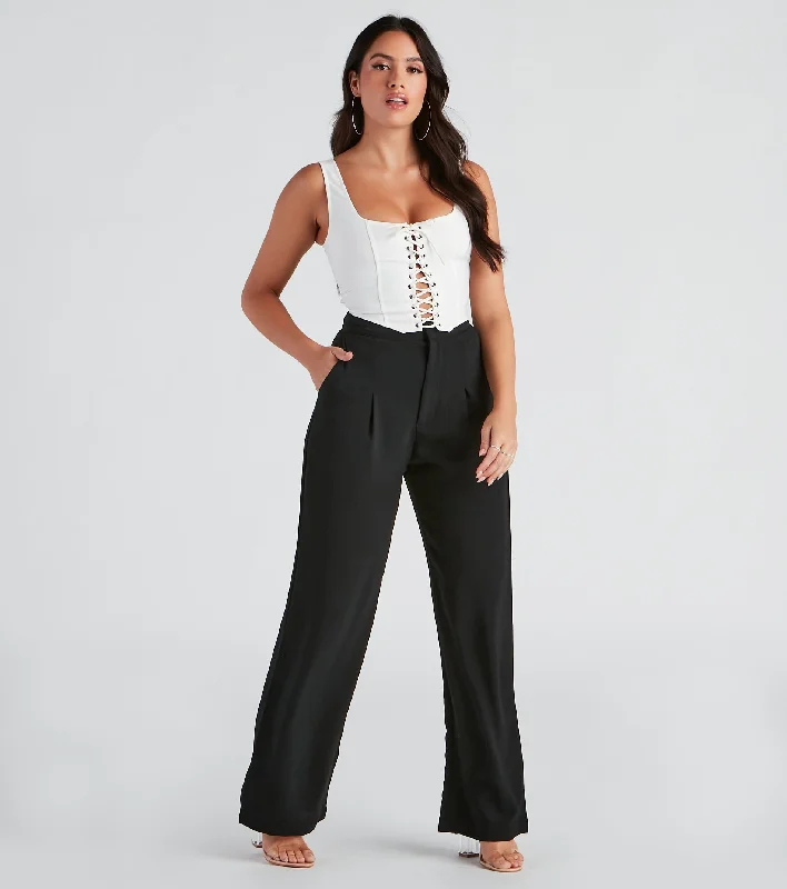 Take Action The Right Path Wide-Leg Trouser Pants