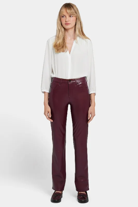 Overstock Faux Leather Marilyn Straight Pants In Petite - Tavern