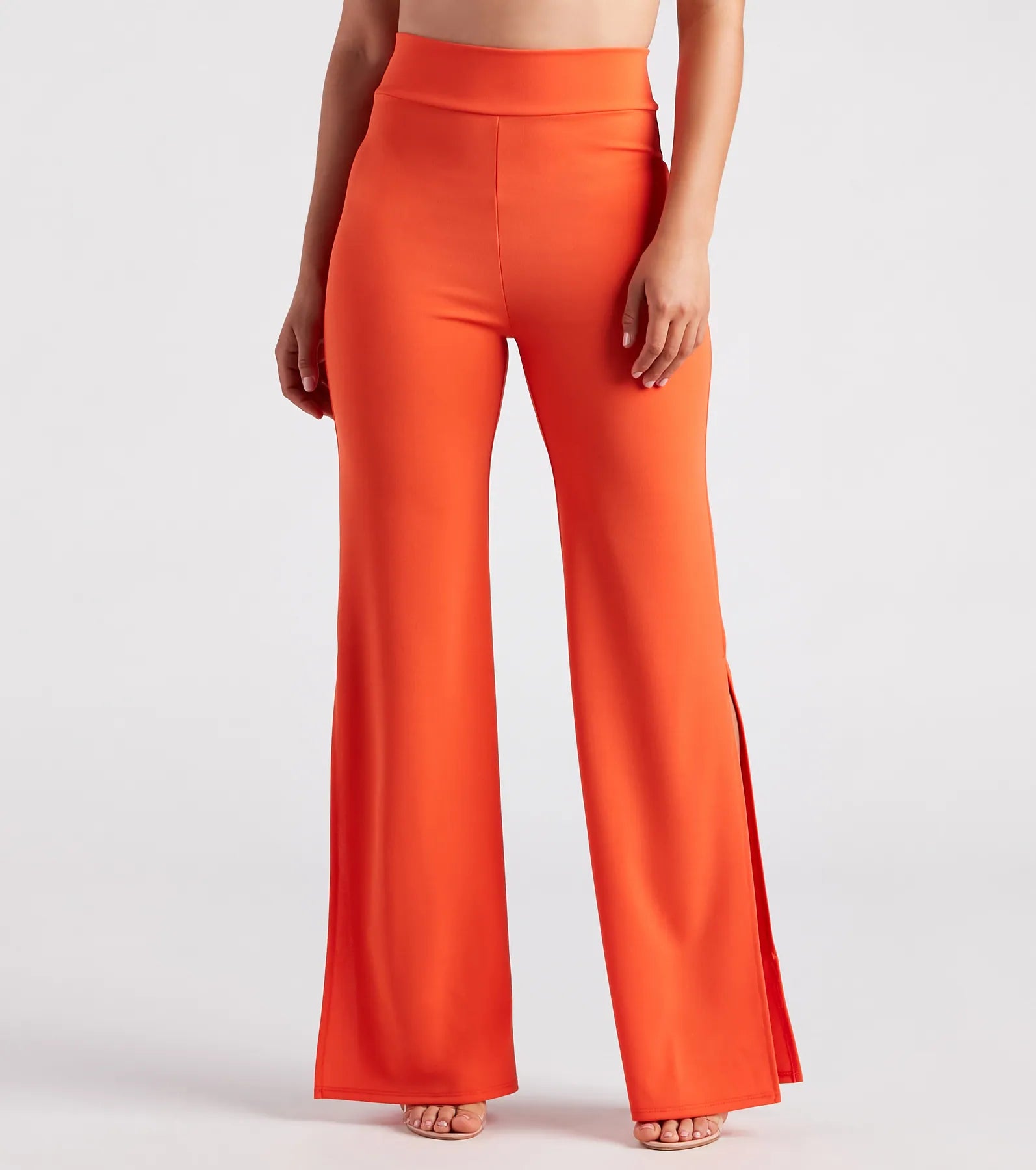 Pay Less Slit Decision Crepe High-Rise Pants
