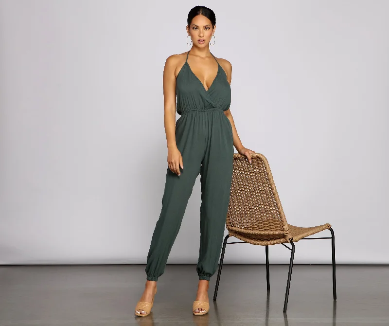 Daily Special Essential Chic Surplice Gauze Jumpsuit