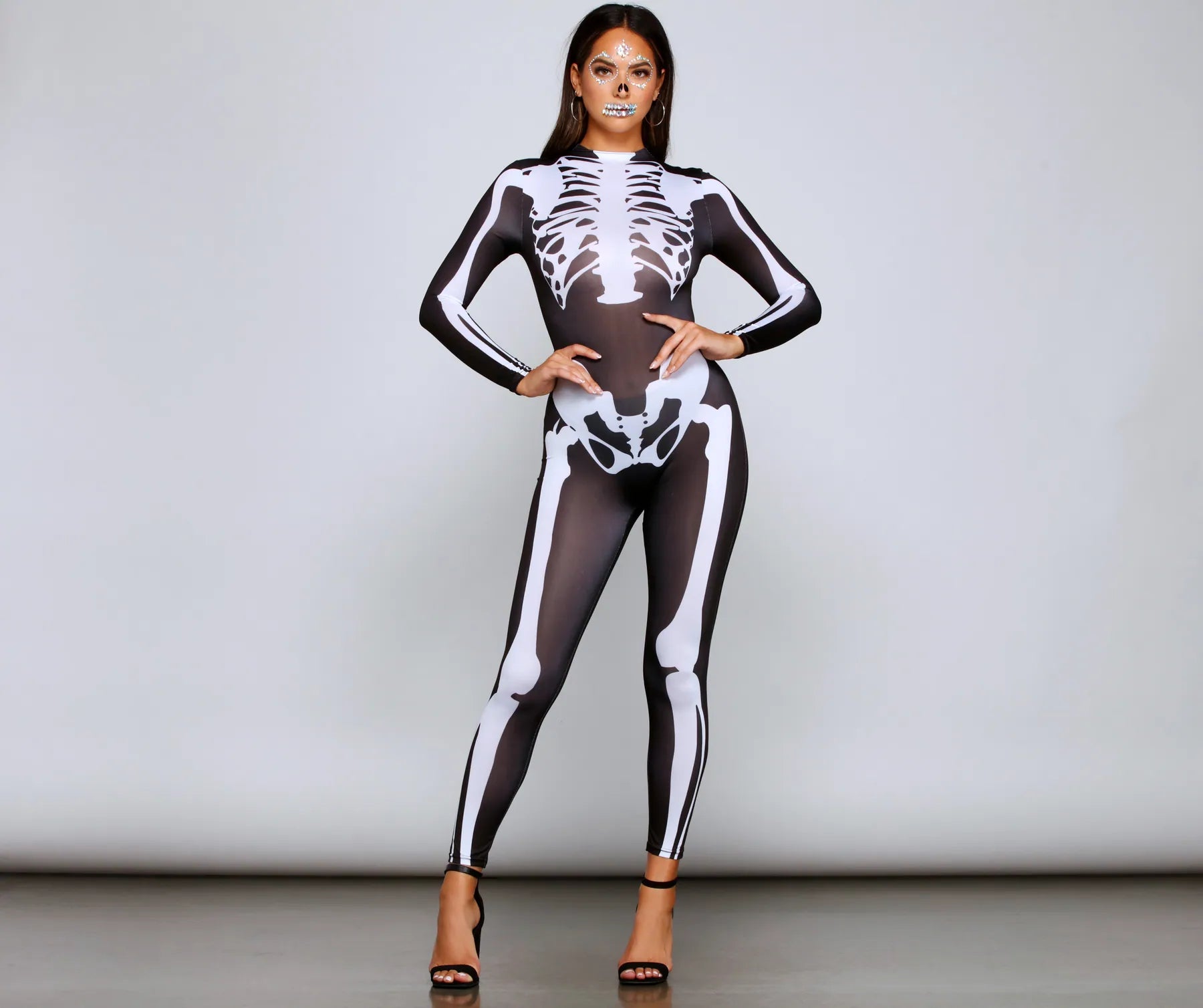 Daily Specials Spooky And Sultry Skeleton Print Catsuit