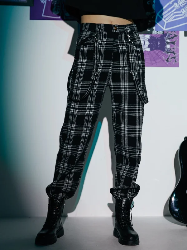 Major Savings Preppy Plaid Tape Natural Long Women Pants