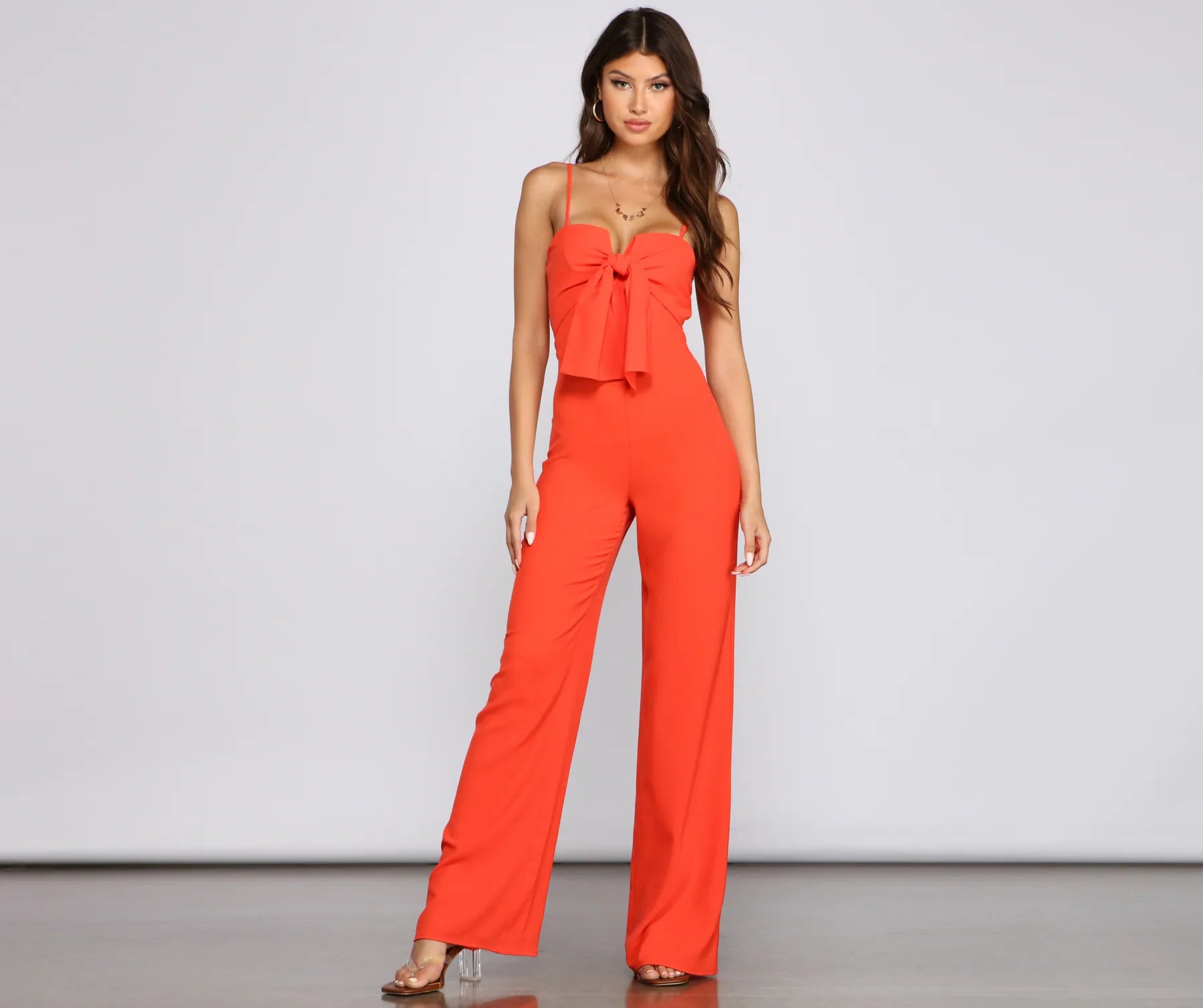 Final Clearance Glam It Up Tie Front Jumpsuit