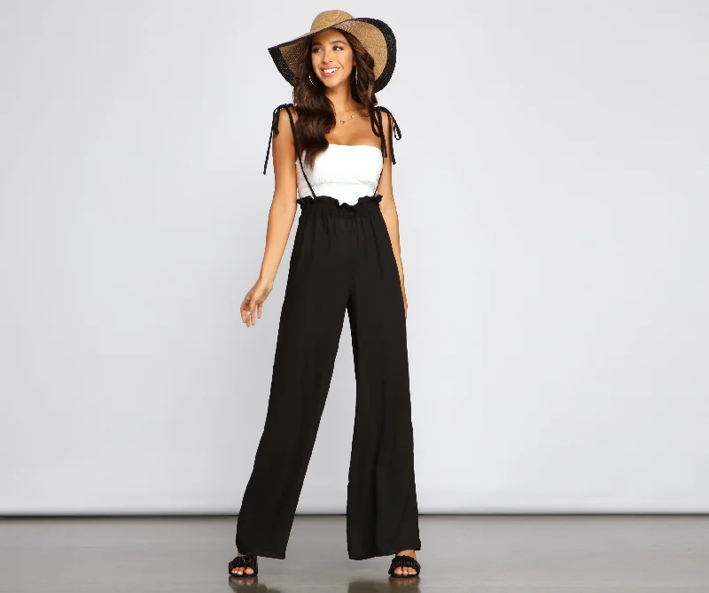 Weekend Deals That Please Style It Up Suspender Wide Leg Pants