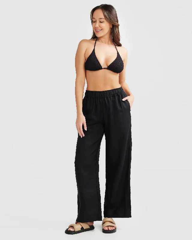Weekend Savings Bonanza Black Linen Pants