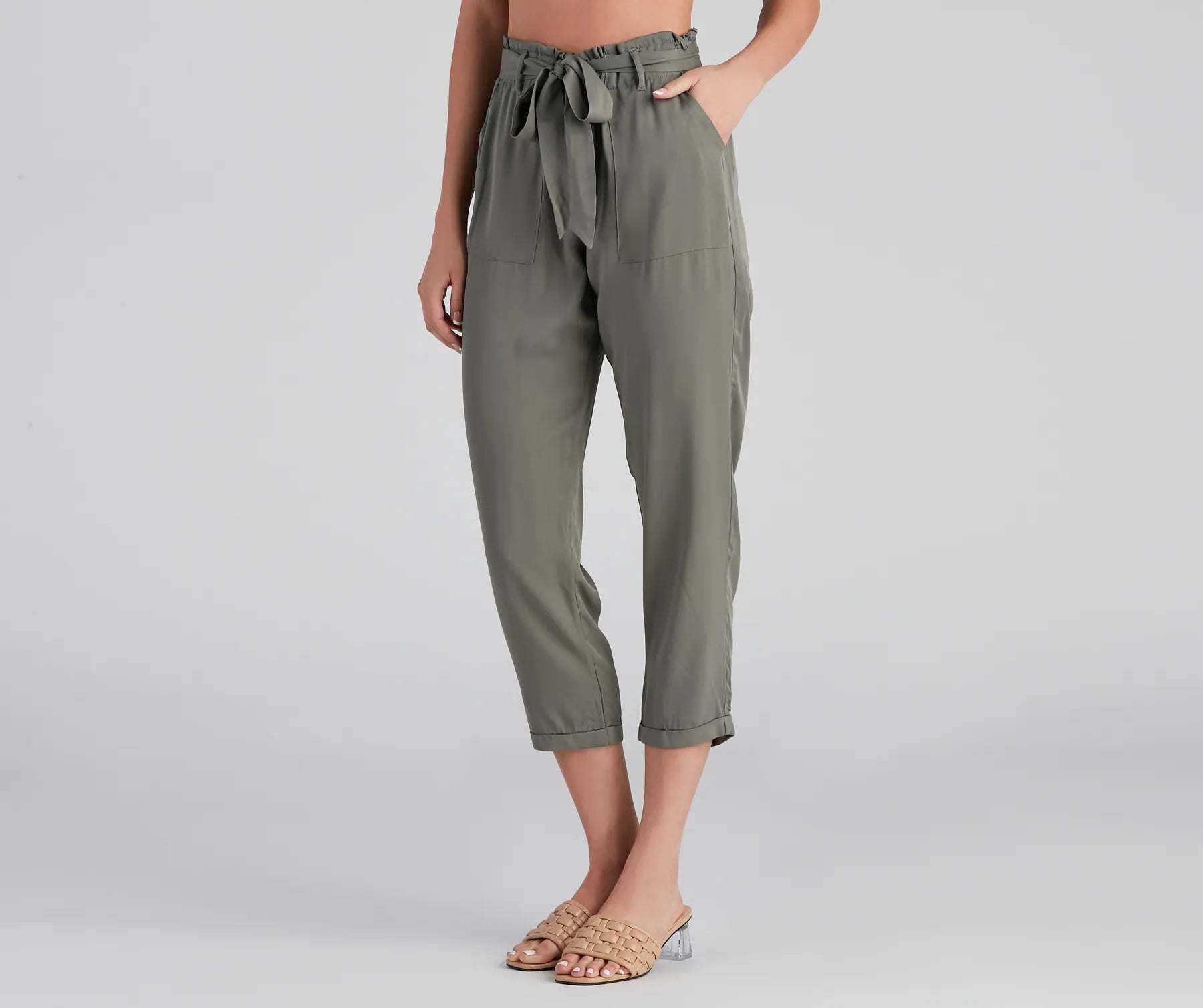 Cash Savings Trendsetter Tie Waist Paperbag Pants