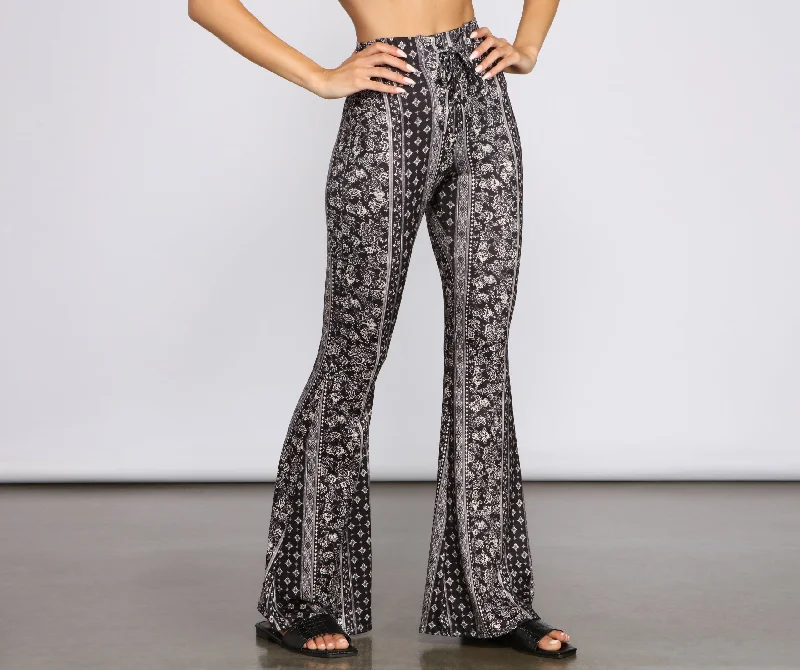 Big Discounts Boho Wanderer Floral Flared Pants