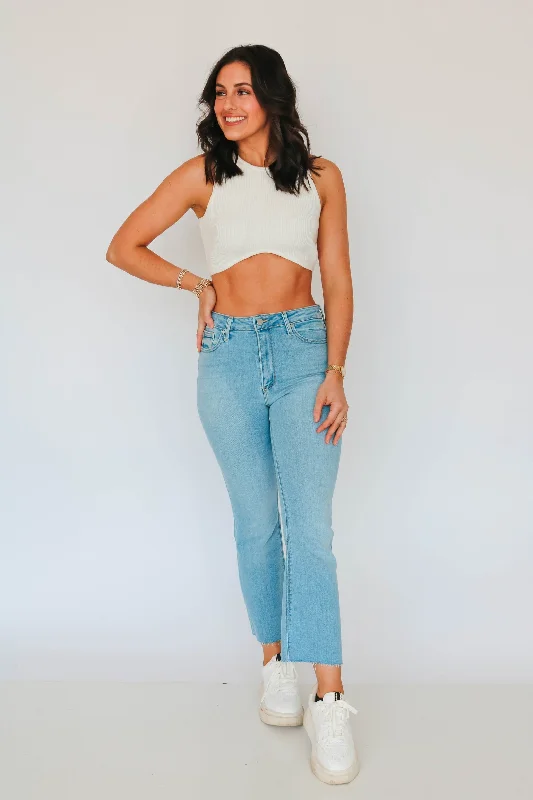 Online Only Just Black High Rise Crop Flare Jean