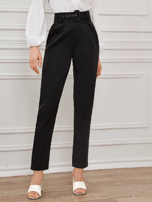 Reduced Prices Elegant Plain Belted High Waist Long Women Pants