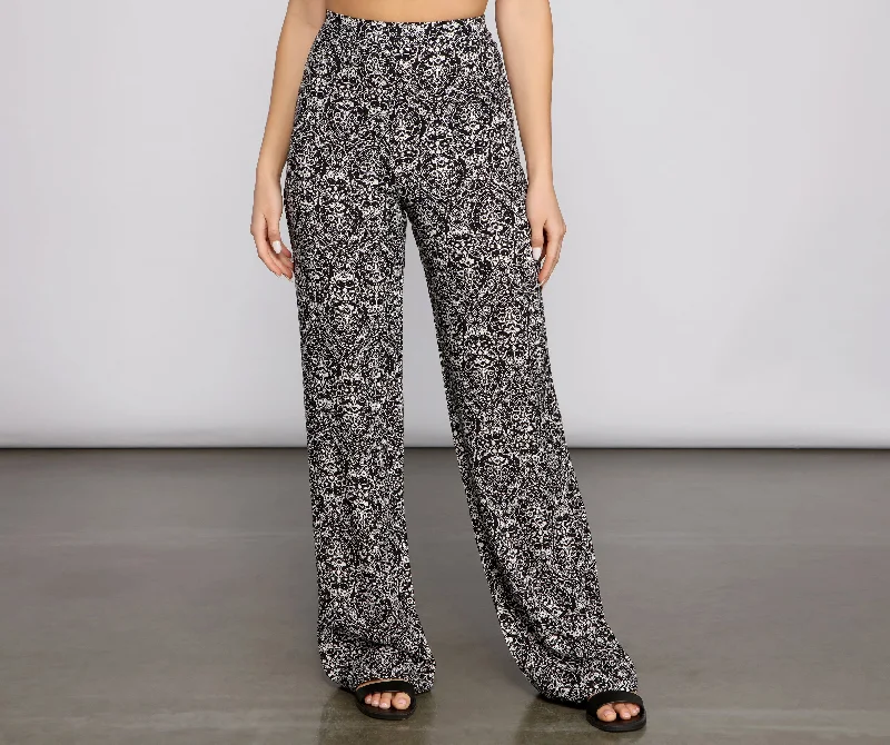 Exclusive Offers High Waist Bohemian Flared Wide Leg Pants