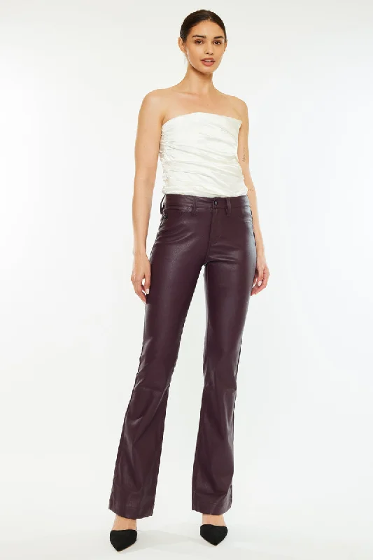 Instant Savings Yoko Mid Rise Faux Leather Bootcut Pants