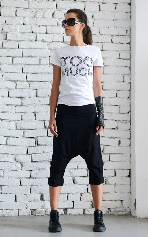 Shop and Save Black Drop Crotch Pants