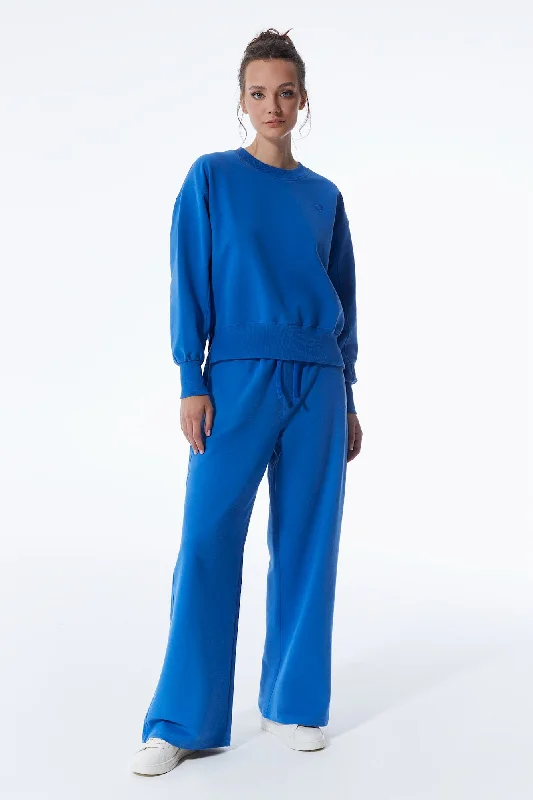 Take Action Lea Elastic Waist Pants Saks Blue