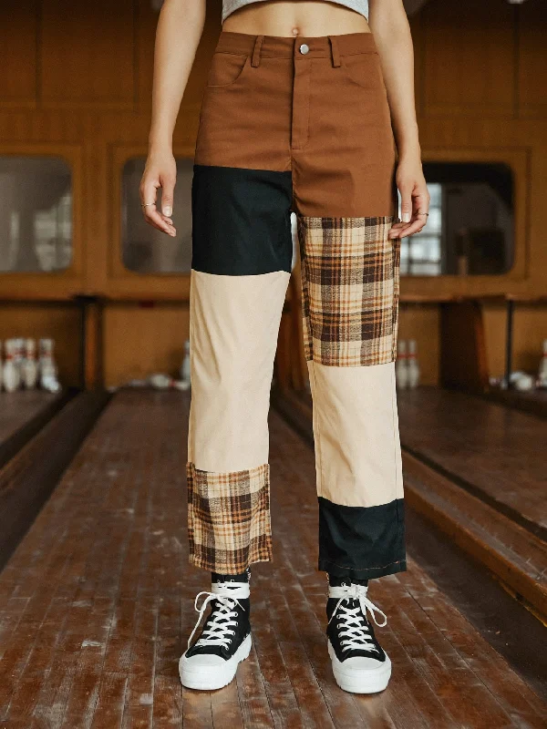 Price Buster Casual Colorblock Pocket Natural Cropped Women Pants