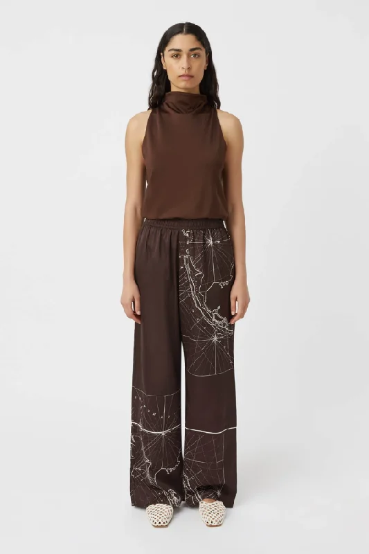 Weekend Offers You Can't Ignore Laguna Pant Chocolate Map Print
