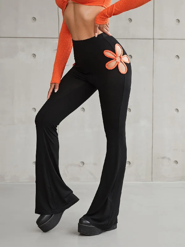 Unwind with Weekend Discounts Sexy Floral Ring High Waist Long Women Pants
