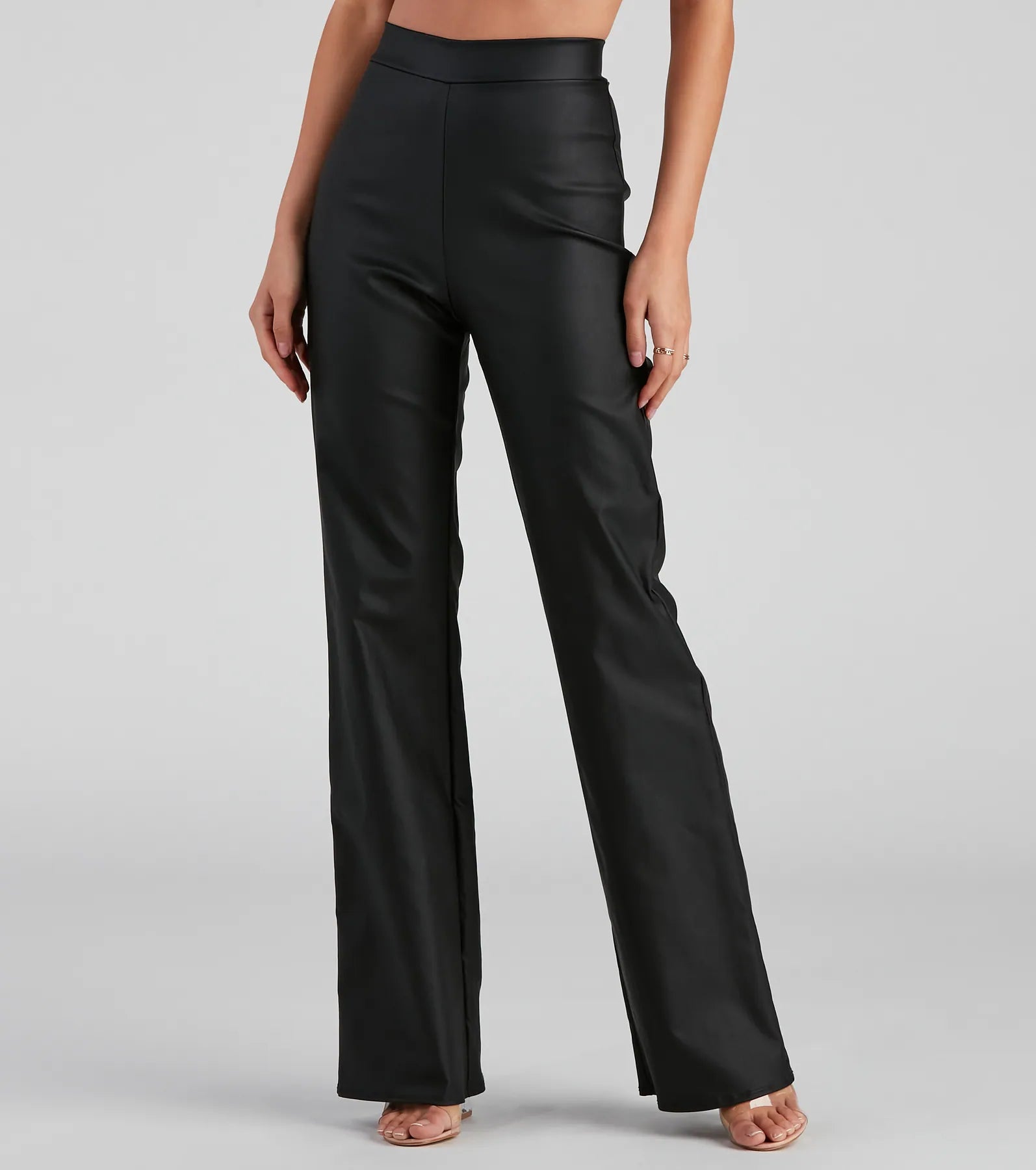 Overstock Sale Stylish Ambition Coated Wide-Leg Pants