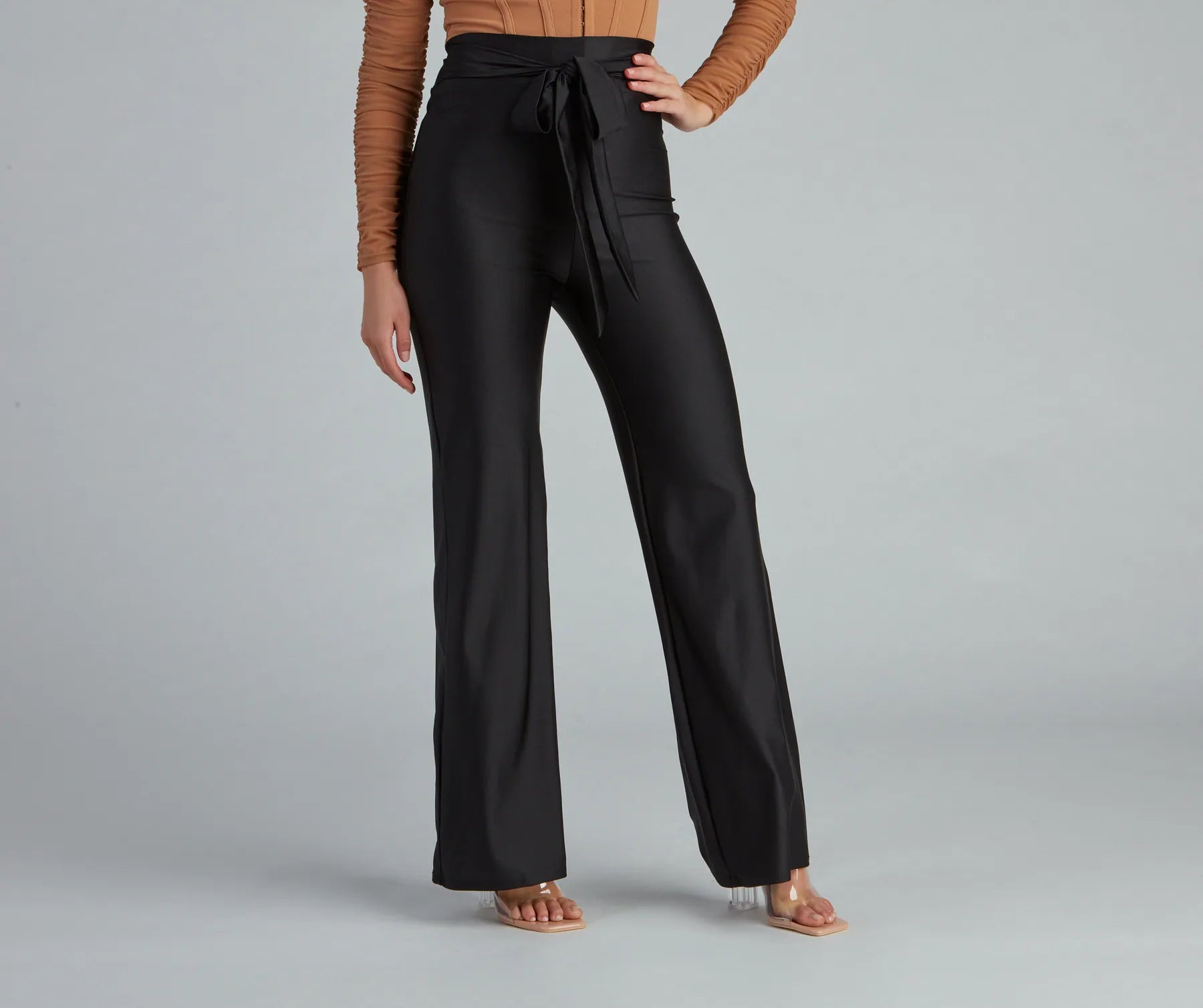 Act Now Chic Tie-Front Wide-Leg Pants