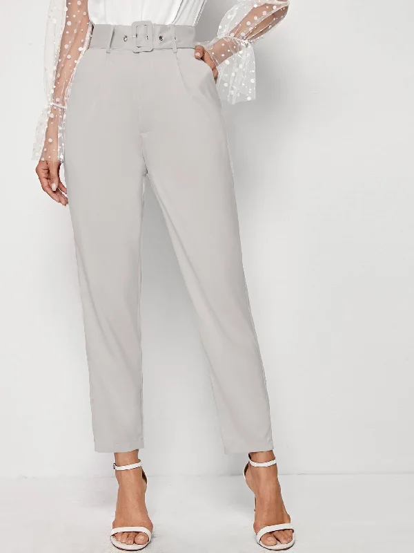 Last Chance Elegant Plain Zipper High Waist Cropped Women Pants