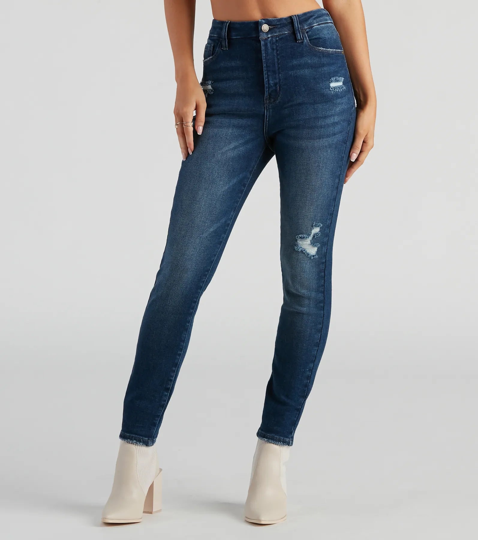 Steals and Deals Taylor High-Rise Destructed Skinny Ankle Jeans by Windsor Denim