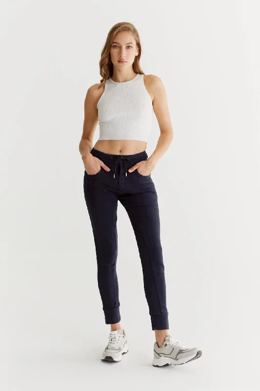 Today's Special Mila Mid Waist Jogger 5 Pocket Ankle Pants Navy