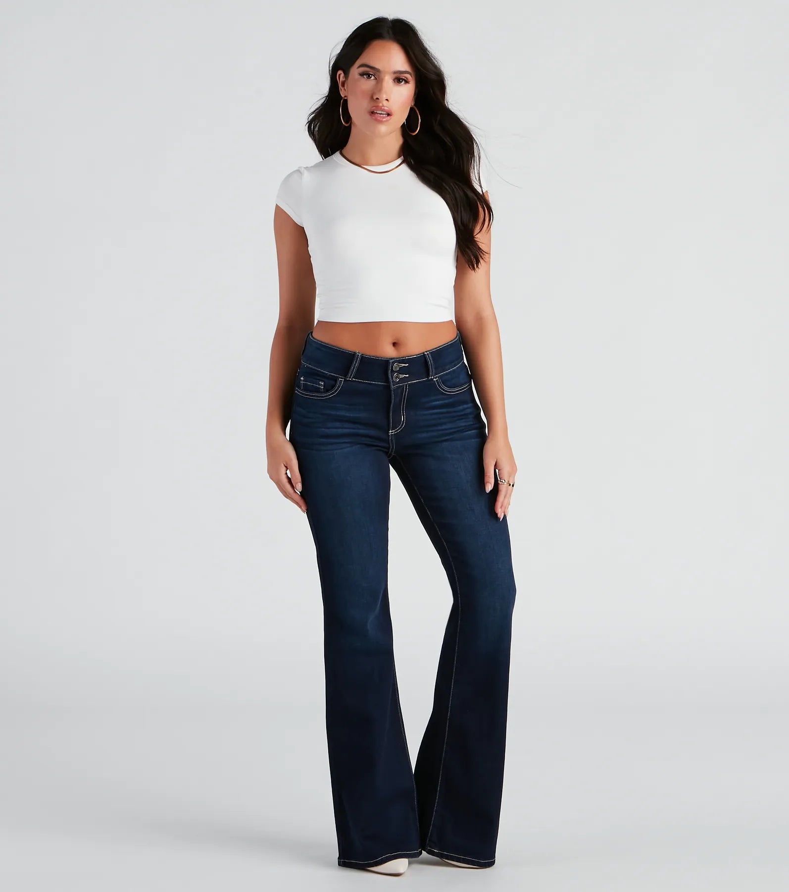 Quick Deals Drop It Low Mid Rise Flare Denim Jeans
