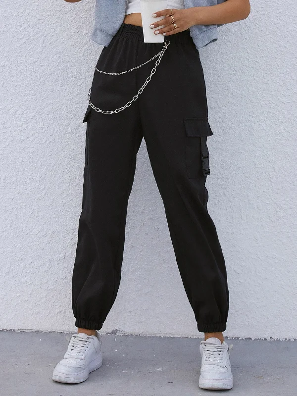 Weekend Savings Galore Casual Plain Pocket High Waist Long Women Pants