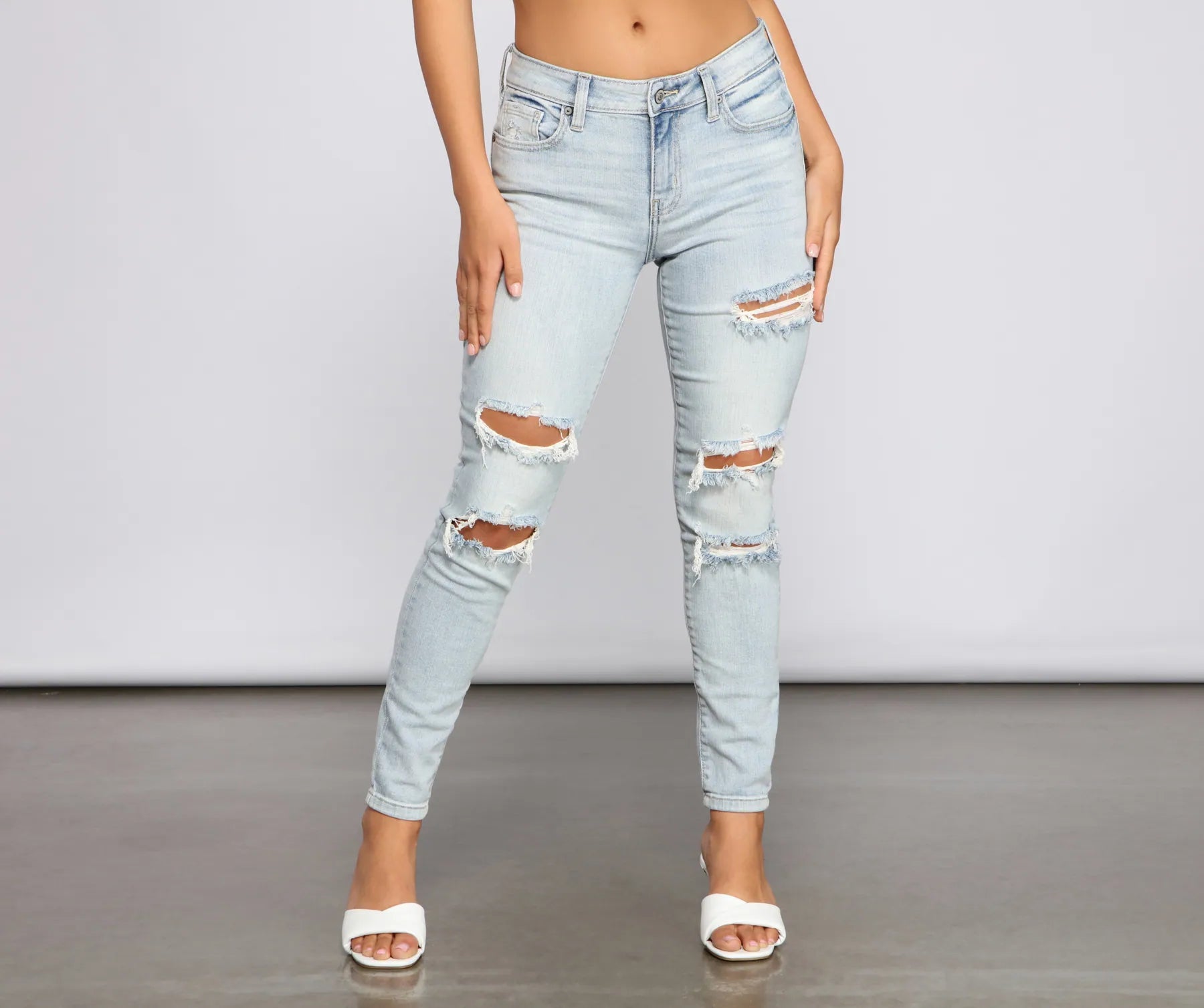 Weekend Savings Extravaganza Jude Mid-Rise Destructed Skinny Jeans