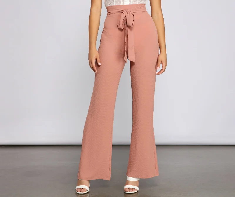 Weekend Specials to Delight Trendy Tie-Waist Flared Pants